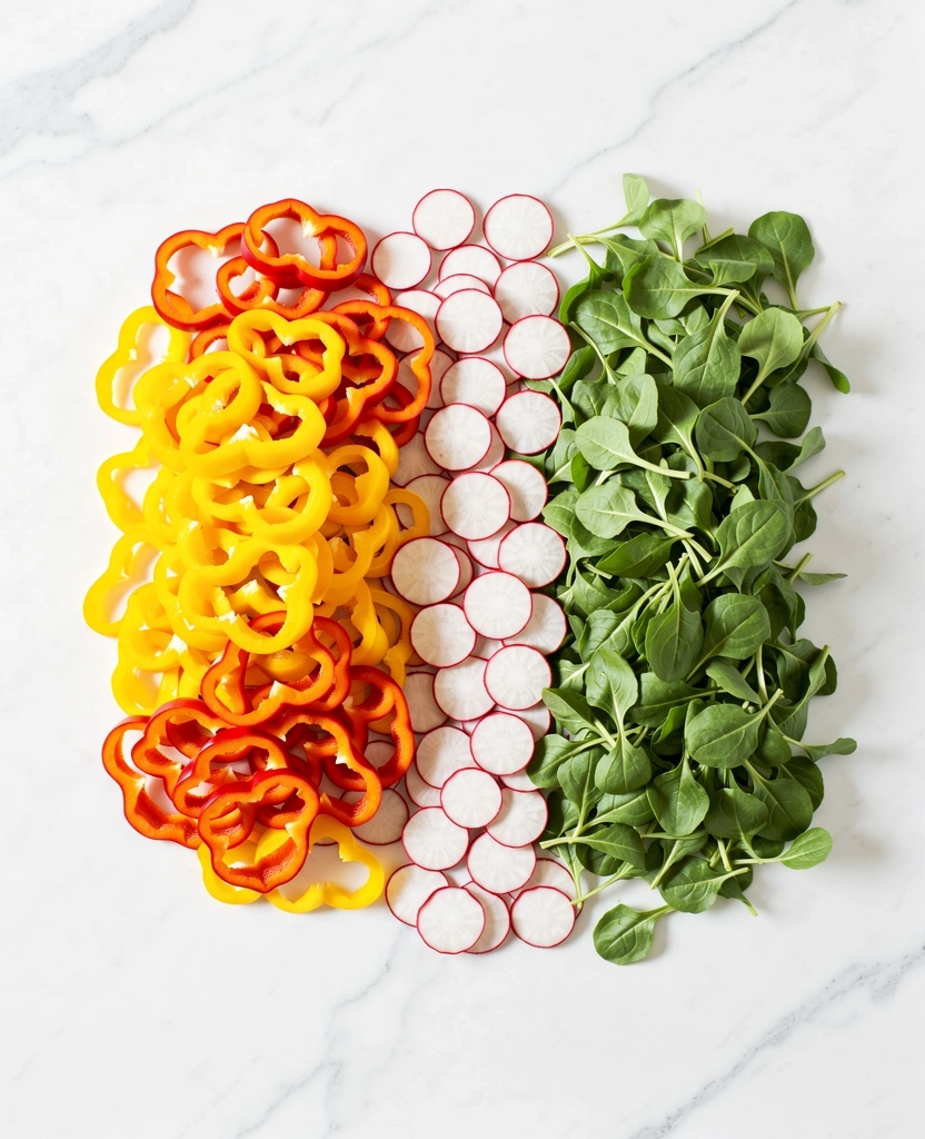 Frische Zutaten auf einem hellen Tisch